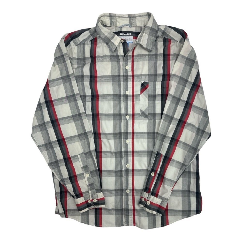 🏷️ COLUMBIA Men's Omni-Wick Advanced Evaporation LS Button Down Plaid Shirt L